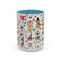 Cute Party Dogs Accent Coffee Mug (11/15oz) — Colorful Puppy Pattern Gift Mug