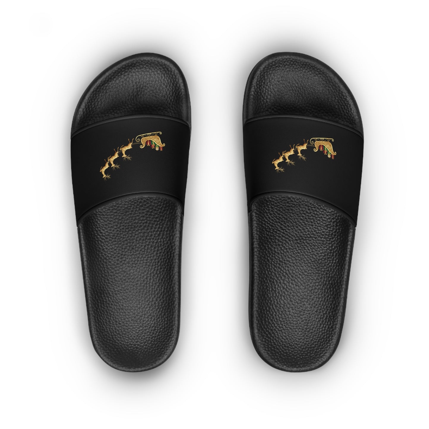 Elegant Santa’s sleigh ride themed holiday Women's Slide Sandals