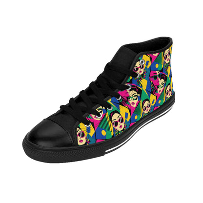 Men's High-Top Sneakers — Bold Pop Art Faces Pattern (free shipping)