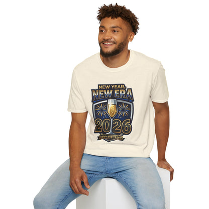New Year 2026 T-Shirt – "New Year, New Era" Champagne & Fireworks Celebration Tee