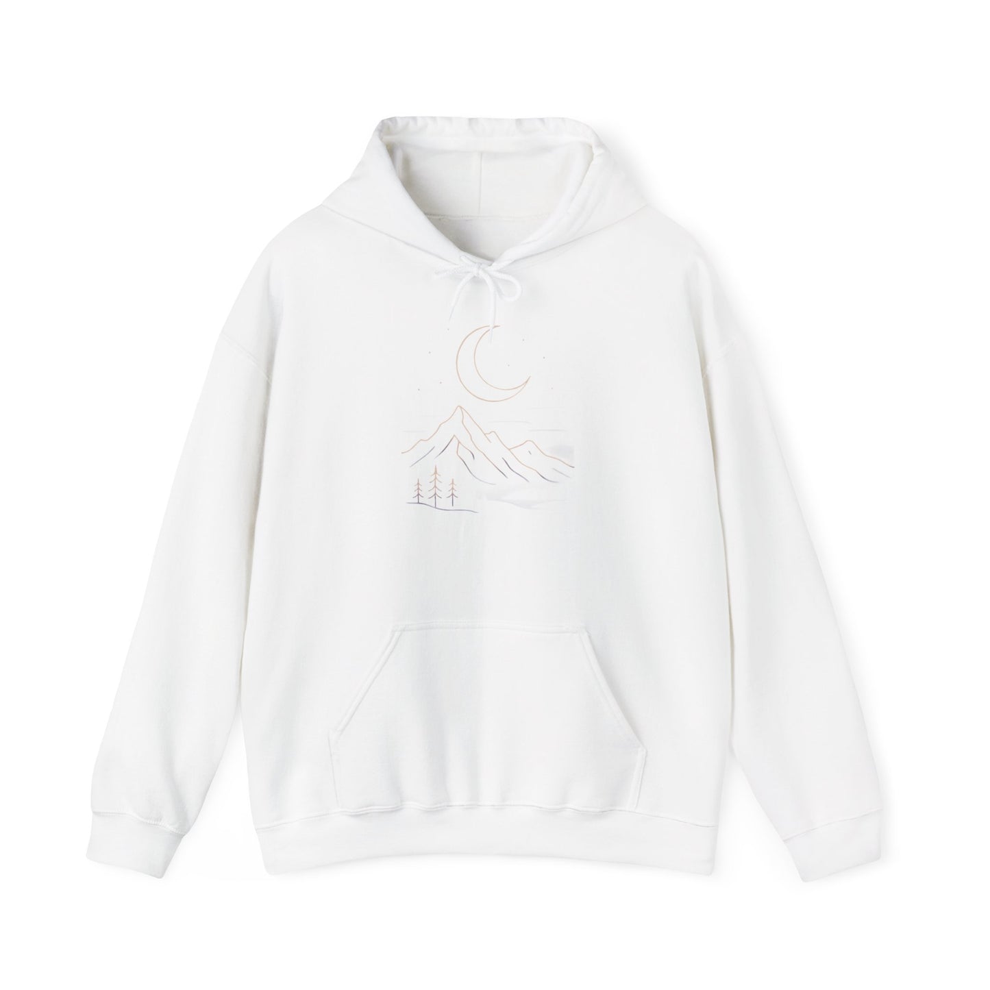 Mountain Moonline Hoodie — base camp vital gear- Minimal Crescent & Peaks Graphic Sweatshirt