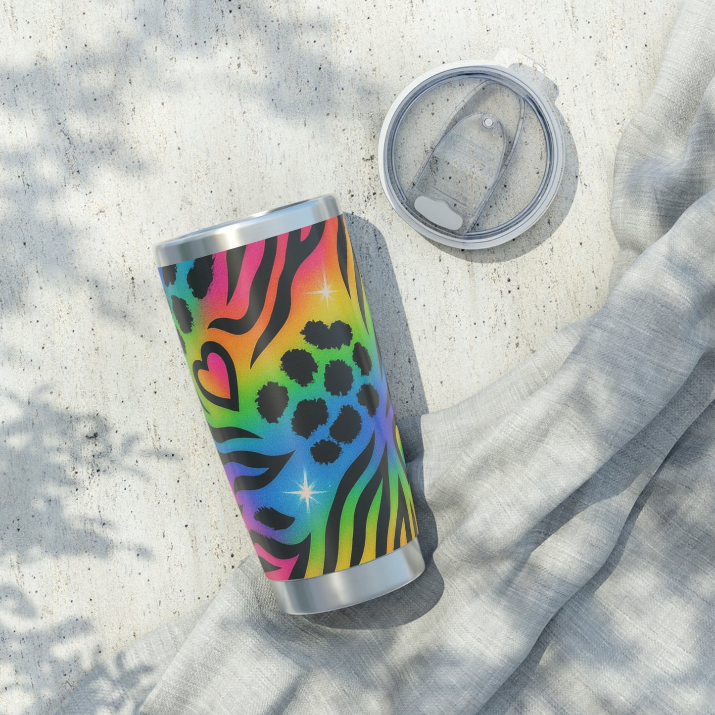 Rainbow Animal Print 20oz Tumbler - Neon Leopard & Zebra Travel Mug