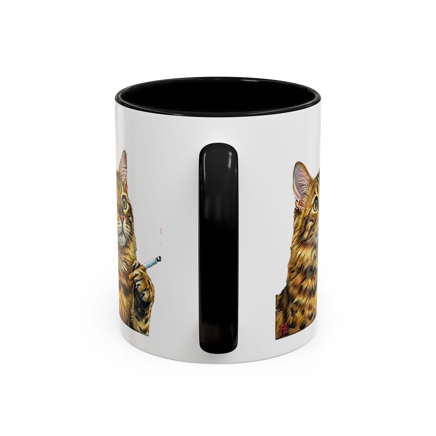 Happy and Dazzling smoking Cat Coffee Mug- cat smoking cigarette- funny (free shipping)
