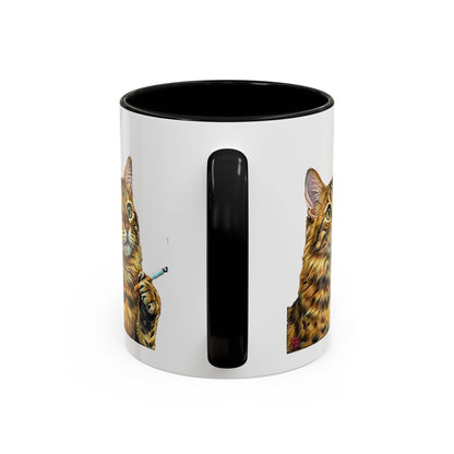 Happy and Dazzling smoking Cat Coffee Mug- cat smoking cigarette- funny (free shipping)