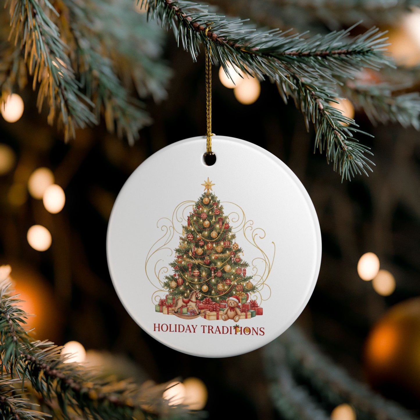 Holiday Traditions Ceramic Ornament - Christmas Tree Decoration