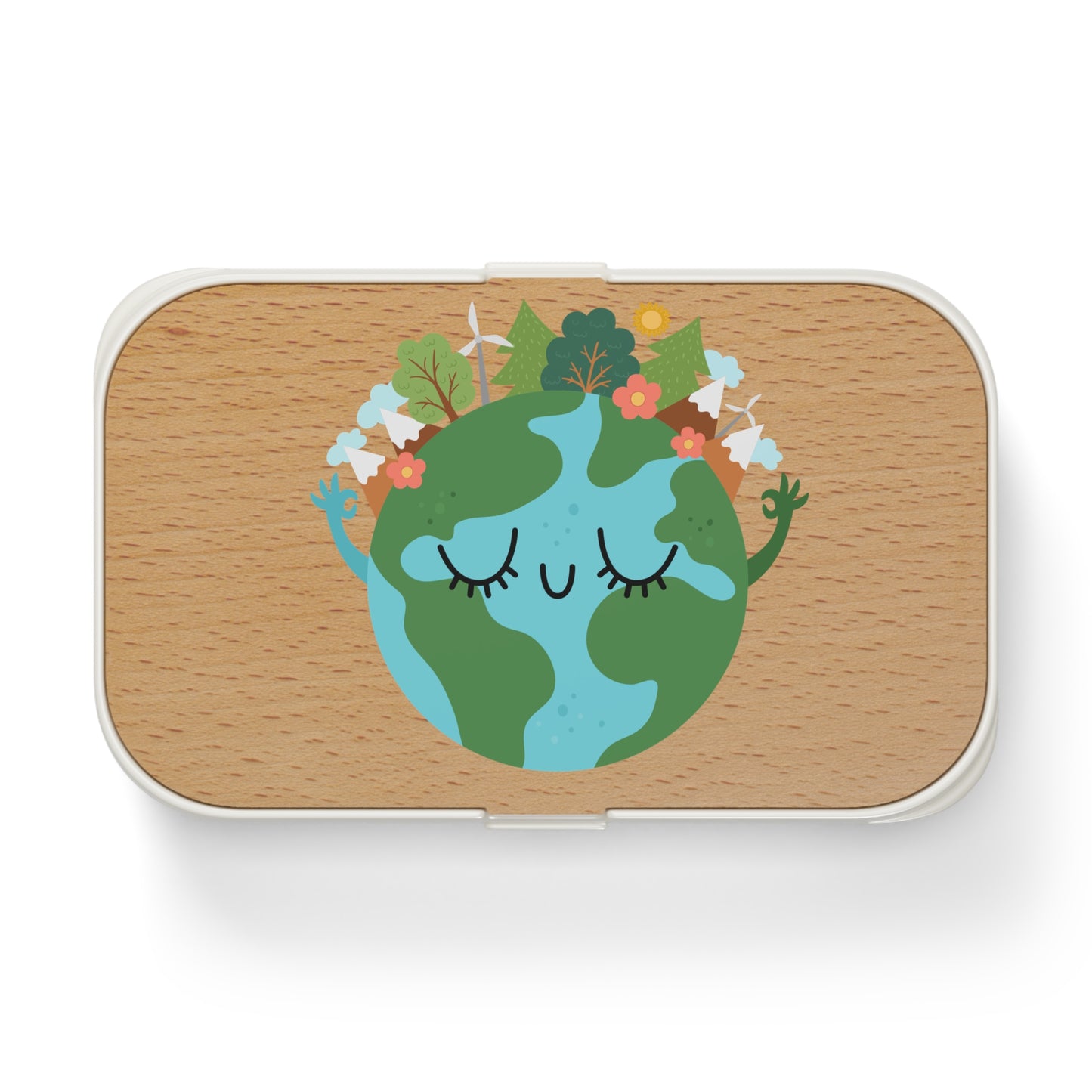 Eco-Friendly earth day Bento Lunch Box with Smiling Earth Design