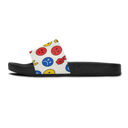 Women's Slide Sandals Playful political Abstract Faces & Hand Gestures