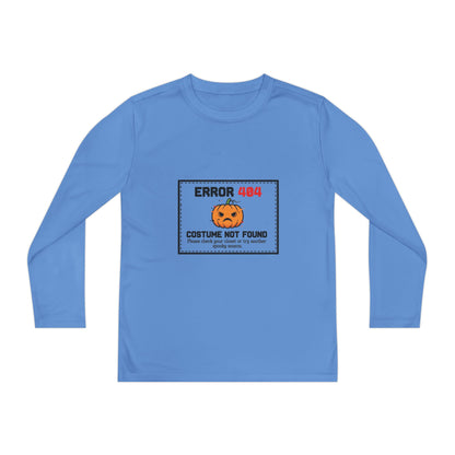 Youth Long Sleeve Halloween Tee, Kids Costume Shirt, Spooky Error 404 Top, Funny Trick-or-Treat Apparel, Halloween Party Outfit