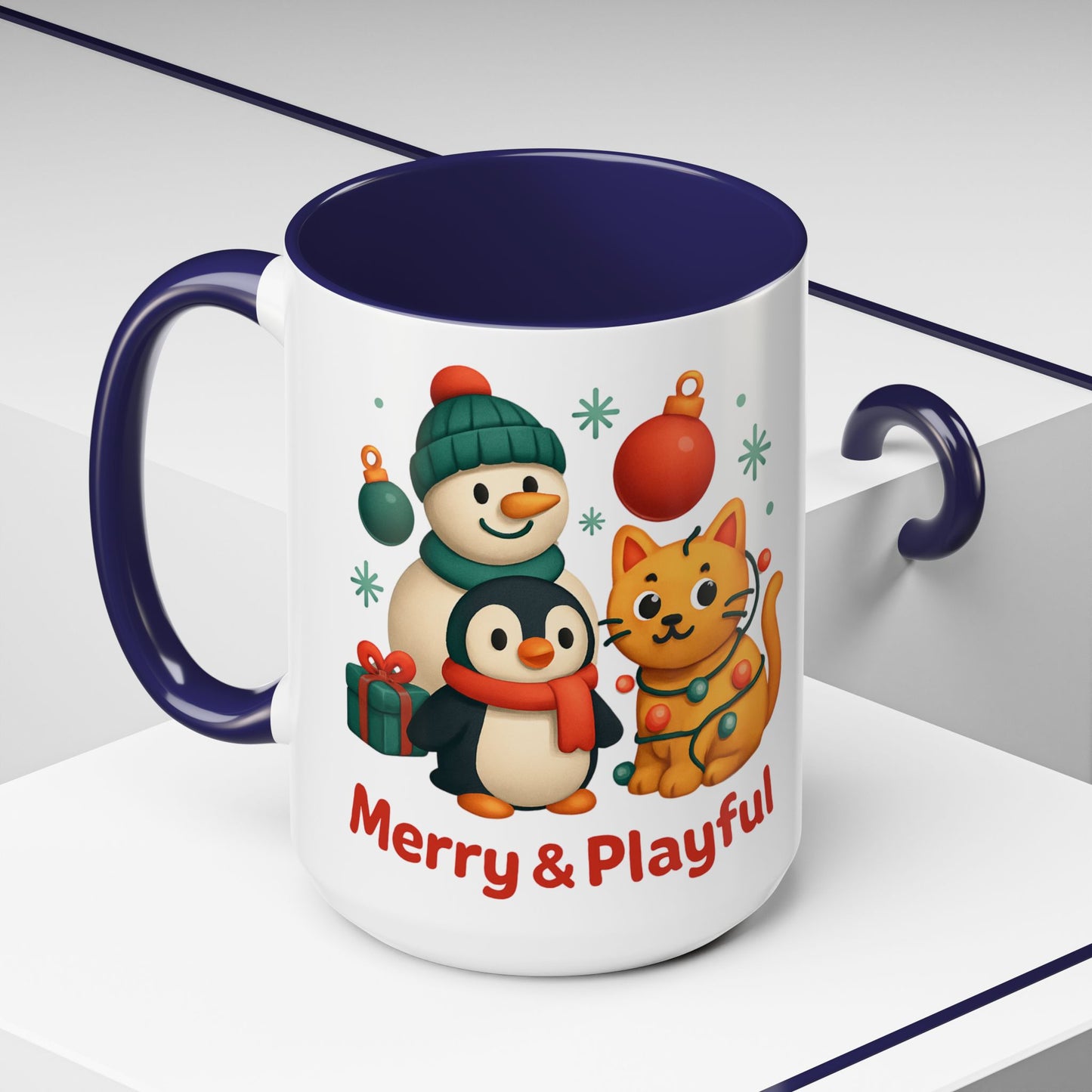 Christmas Animal Mug — "Merry & Playful" Accent Coffee Cup