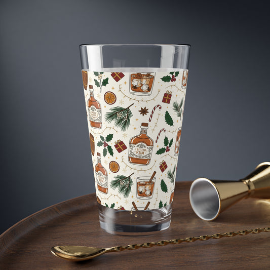 Alcohol Cocktail Mixing Glass — 16oz Holiday Rum Spirits Pattern ( Free Shipping)