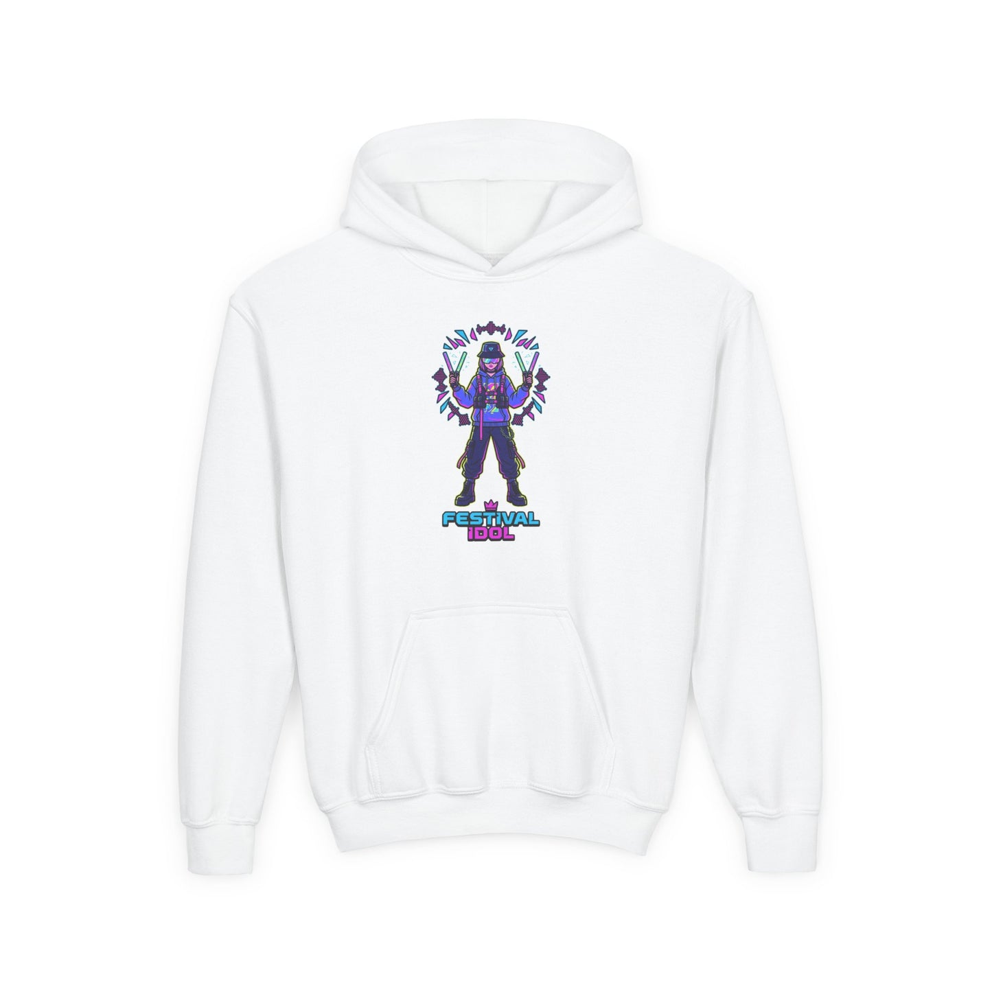 Youth Hoodie — Neon k-Pops Gamer Girl Graphic “Pixel Pal” Streetwear