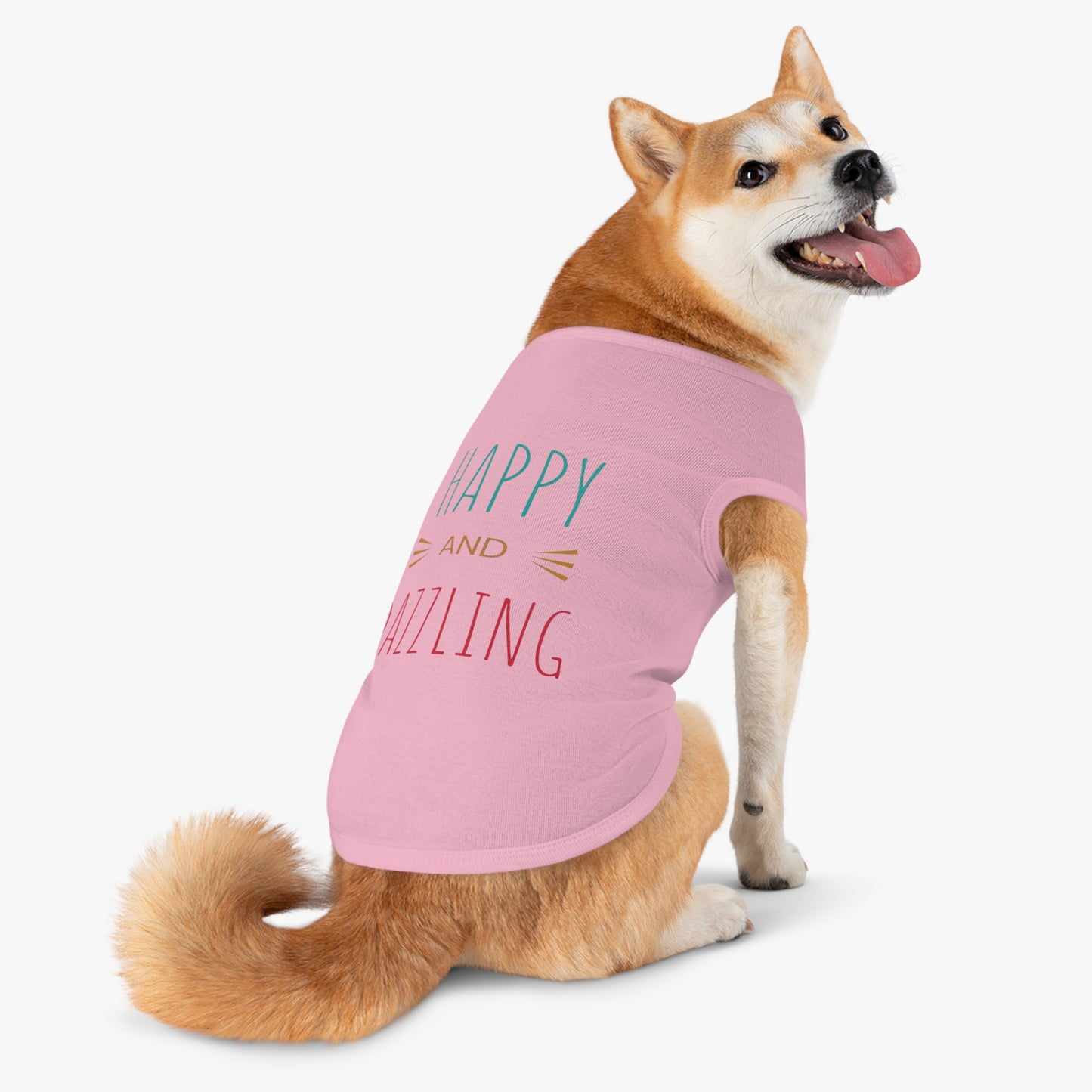 Happy and Dazzling Pet Tank Top — Colorful Graphic Dog Shirt for Everyday Wear
