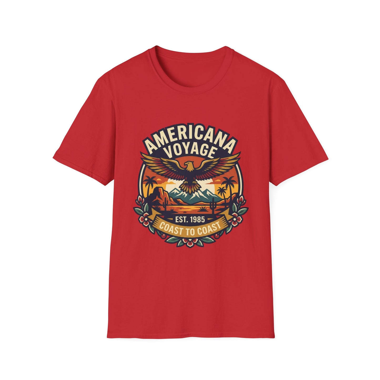 Americana Voyage retro Graphic T-Shirt — Coast to Coast Eagle Sunset