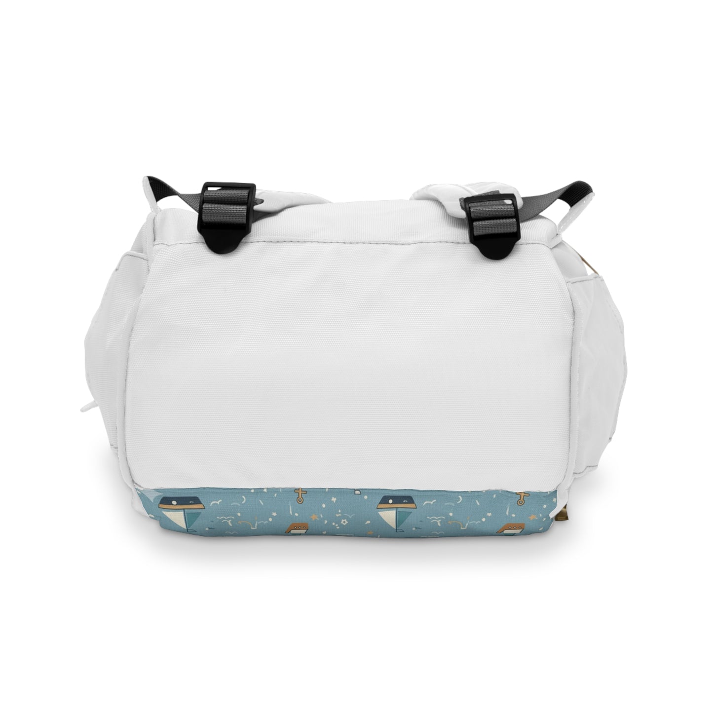 Nautical Baby Diaper Backpack — Multifunctional Changing Bag with Sailboat Print