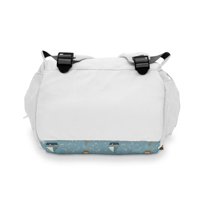 Nautical Baby Diaper Backpack — Multifunctional Changing Bag with Sailboat Print