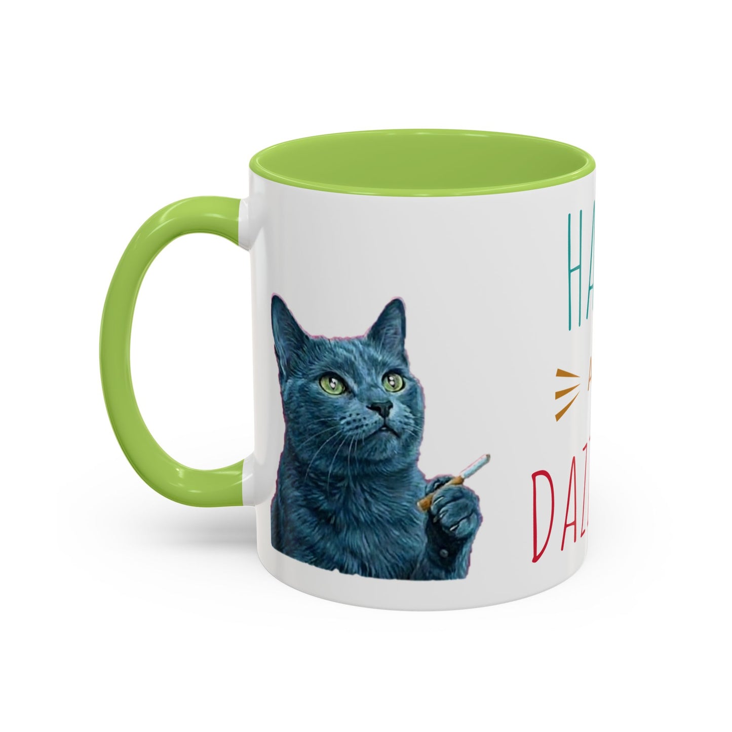 Happy and dazzling smoking cat Coffee Mug — "Happy and Dazzling" Cat Accent Mug (11/15oz) (free shipping)