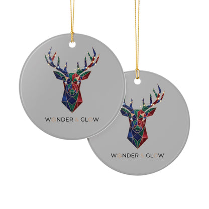 Geometric Reindeer Ceramic Ornament — 'Wonder & Glow' Holiday Decoration