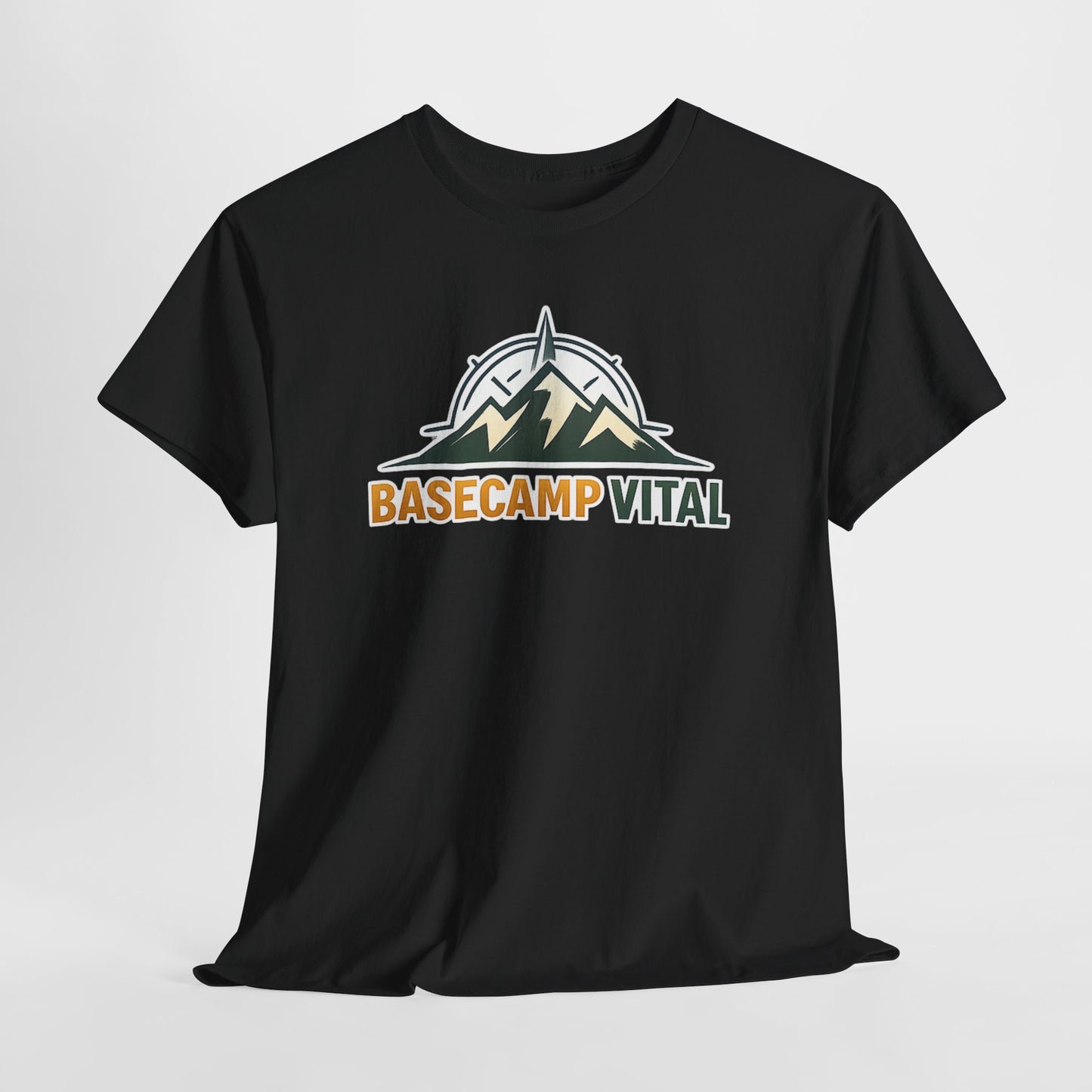 Base Camp Vital Mountain Compass Crewneck T-Shirt | Outdoor Hiking Graphic Tee | Midweight Cotton Trail Shirt (free shipping)