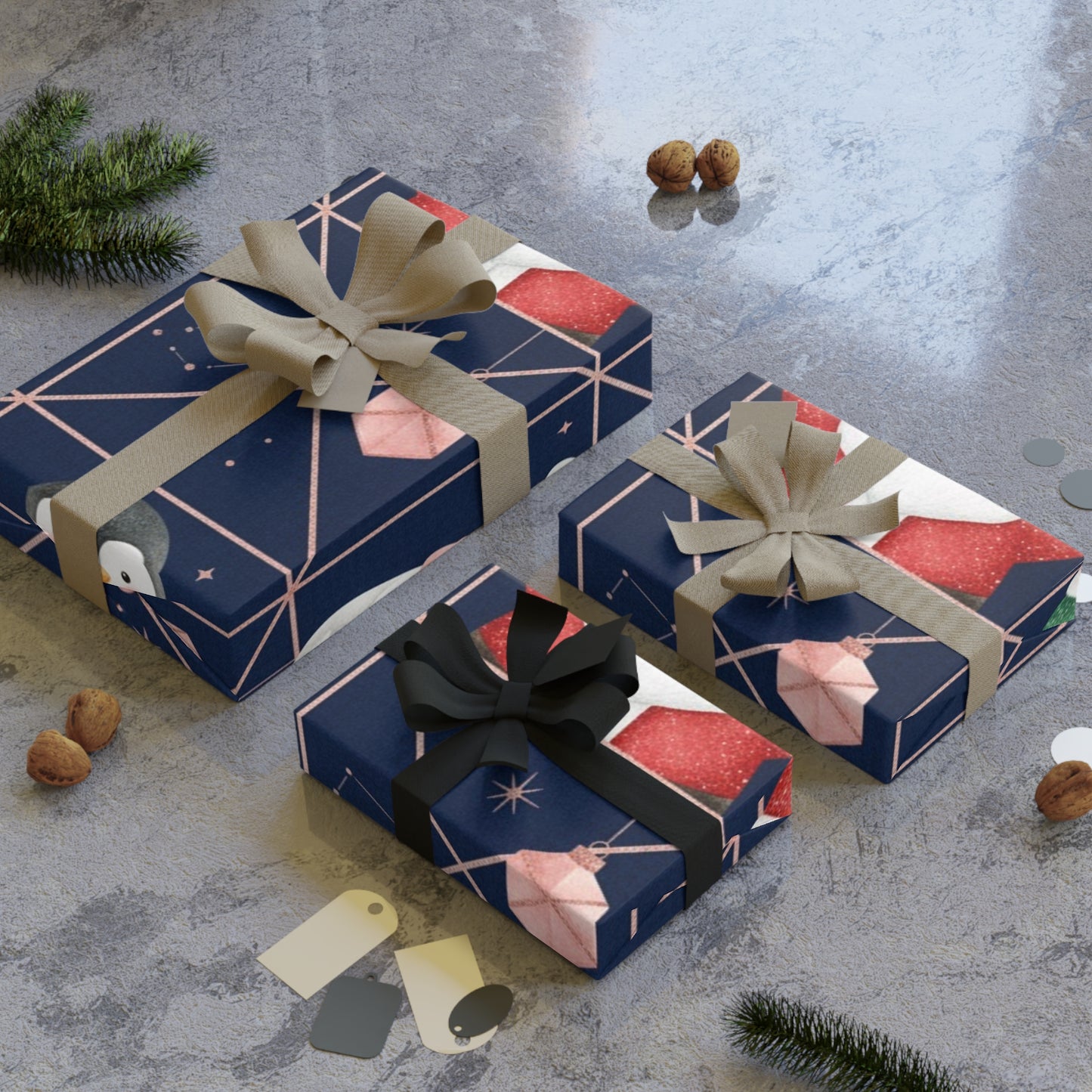 Elegant Santa and friends Gift Wrapping Paper Rolls, 1pc