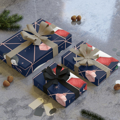 Elegant Santa and friends Gift Wrapping Paper Rolls, 1pc