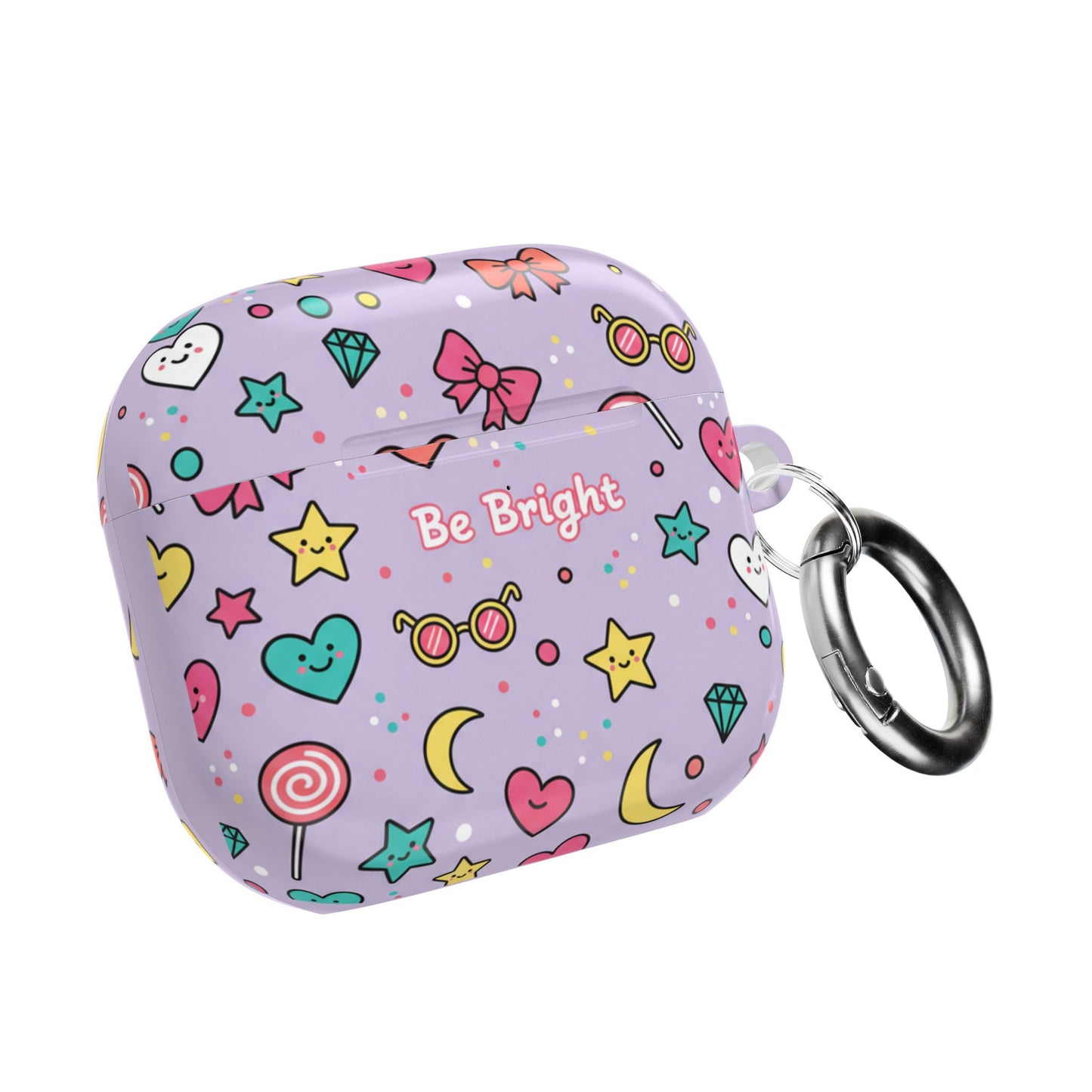 Be Bright Purple Kawaii AirPod Case — Cute Star, Heart & Moon Protective Cover (free shipping)