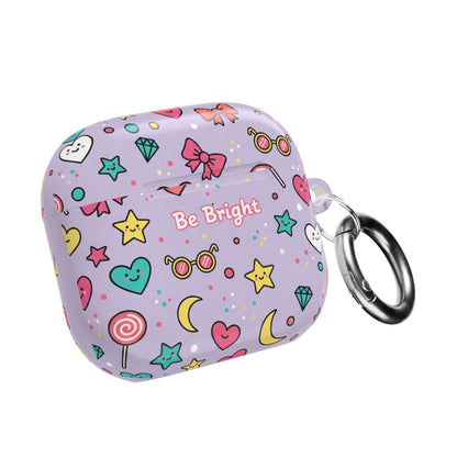 Be Bright Purple Kawaii AirPod Case — Cute Star, Heart & Moon Protective Cover (free shipping)