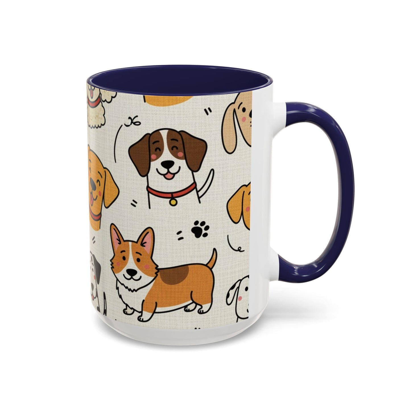 Cute Dog Pattern Accent Coffee Mug – Cute Cartoon Puppies 11/15oz