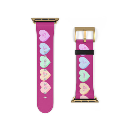 Colorful Valentine’s Day candy Hearts Watch Band - Cute, Adjustable Strap for All Occasions