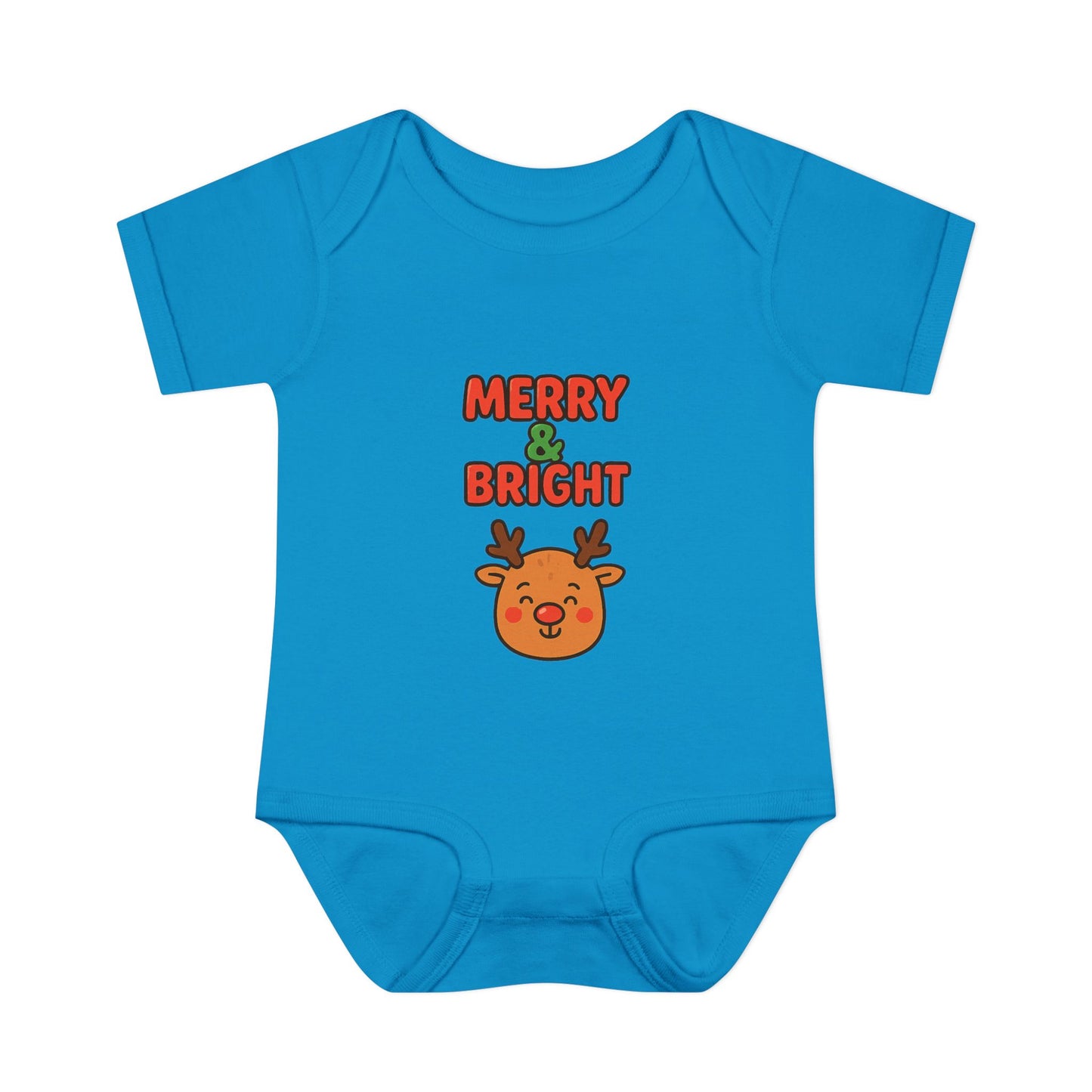 Merry & Bright Baby Bodysuit - Cute Reindeer Christmas Infant Onesie
