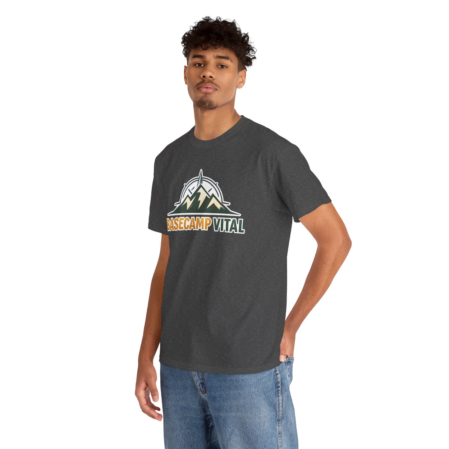 Base Camp Vital Mountain Compass Crewneck T-Shirt | Outdoor Hiking Graphic Tee | Midweight Cotton Trail Shirt (free shipping)