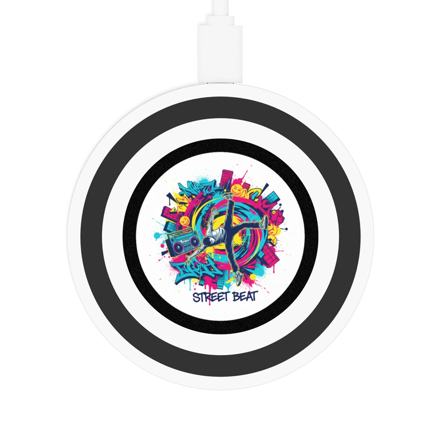 Wireless Charging Pad — 'Street Beat' Urban Music Graphic (free shipping)