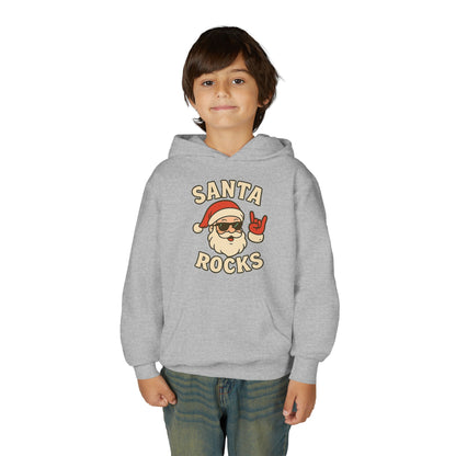 Youth Hoodie — "Santa Rocks" Cool Santa Christmas Sweatshirt