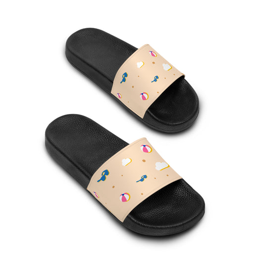 Beach day, sunglasses, beach balls, summer day Women's Slide Sandals