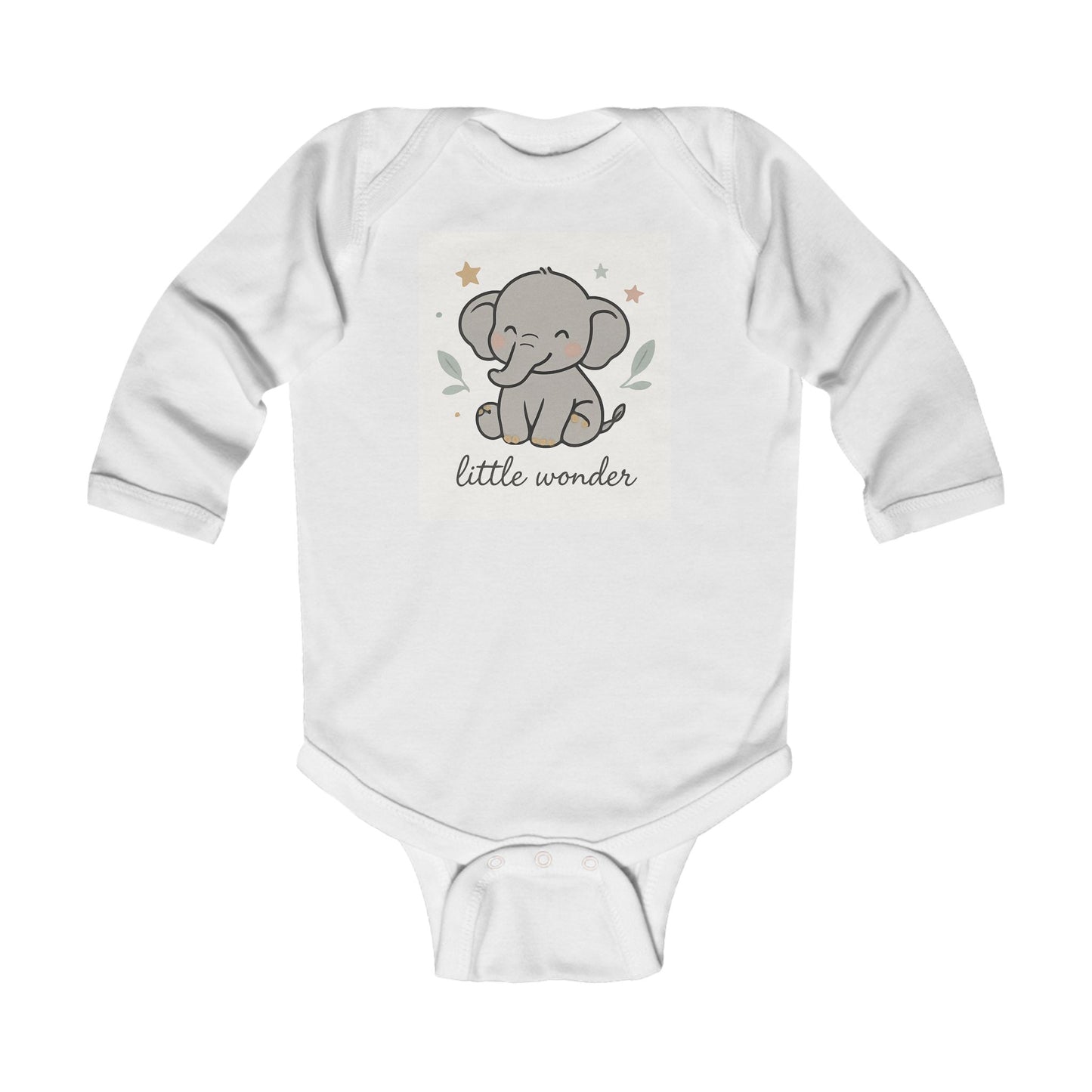 Little Wonder Elephant Infant Bodysuit — Cute Long Sleeve Baby Onesie for Newborns & Baby Showers