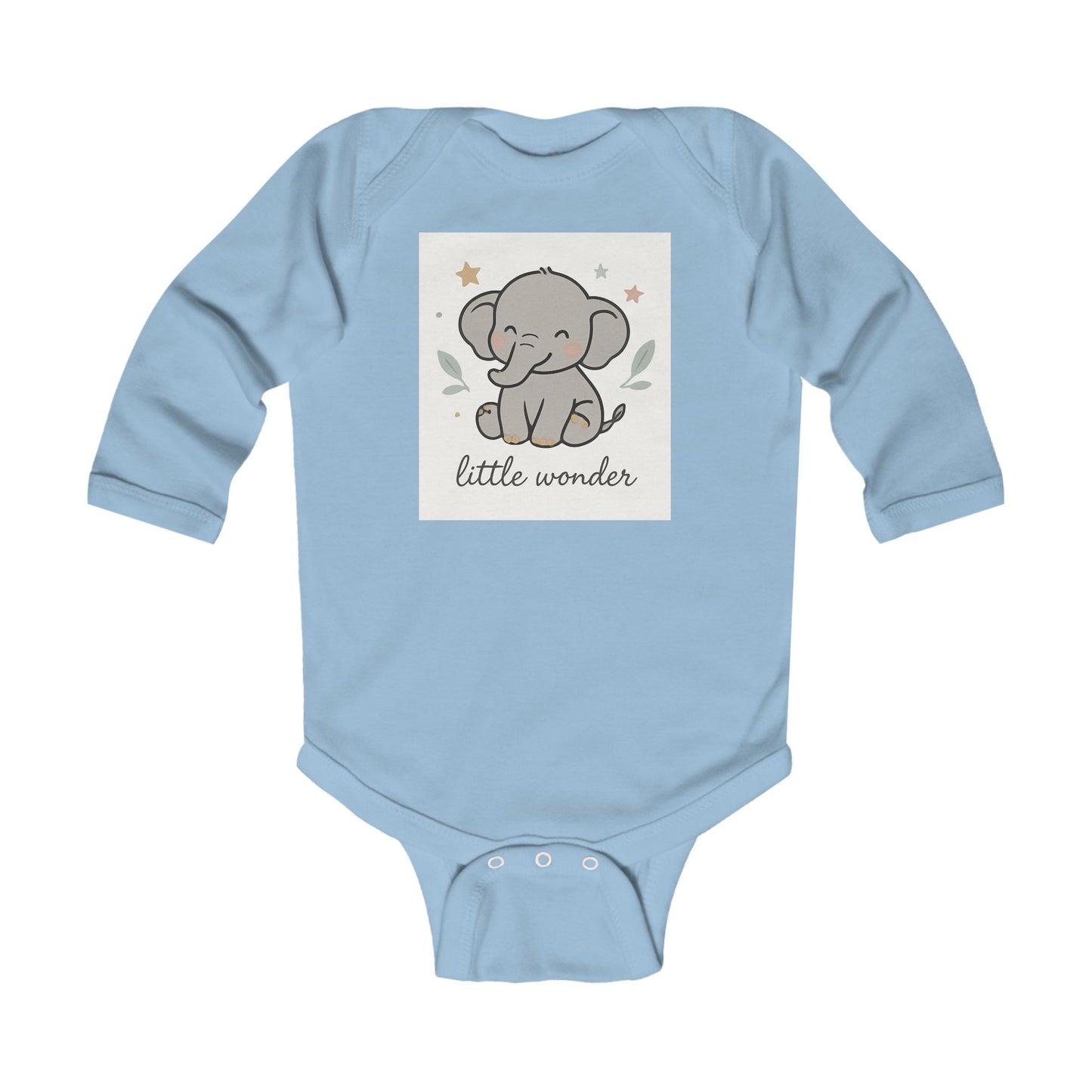 Little Wonder Elephant Infant Bodysuit — Cute Long Sleeve Baby Onesie for Newborns & Baby Showers