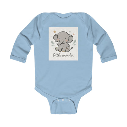 Little Wonder Elephant Infant Bodysuit — Cute Long Sleeve Baby Onesie for Newborns & Baby Showers