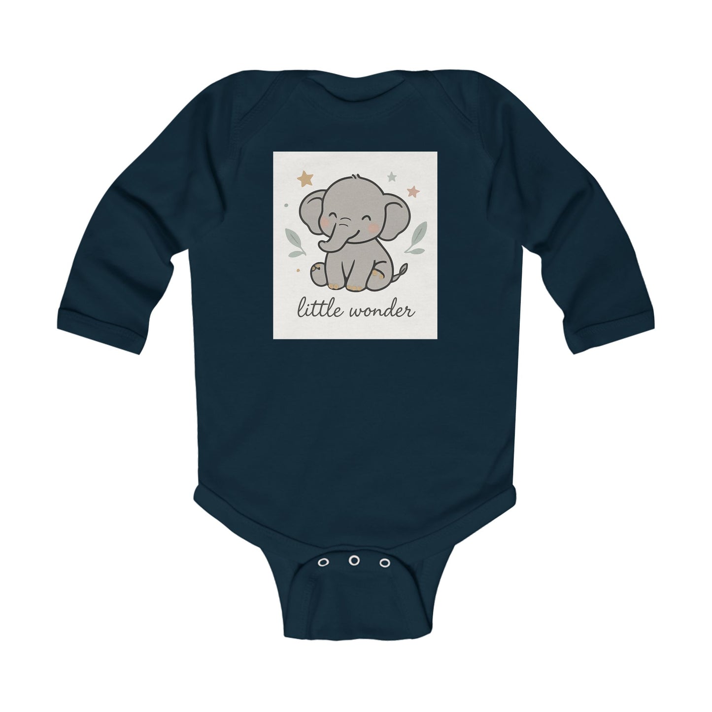Little Wonder Elephant Infant Bodysuit — Cute Long Sleeve Baby Onesie for Newborns & Baby Showers