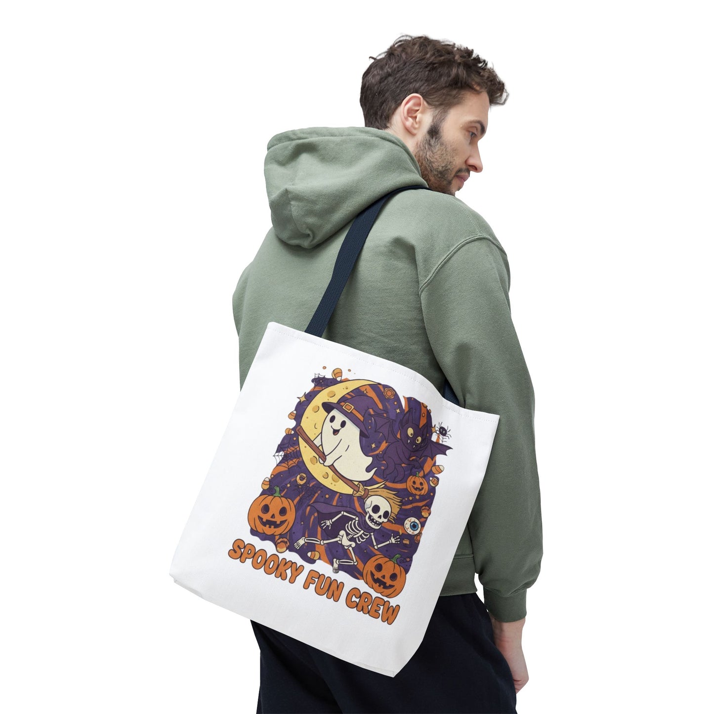 Spooky Fun Crew Halloween Tote Bag, Trick or Treat Bag, Haunted House Accessory, Fall Gift, Party Favor
