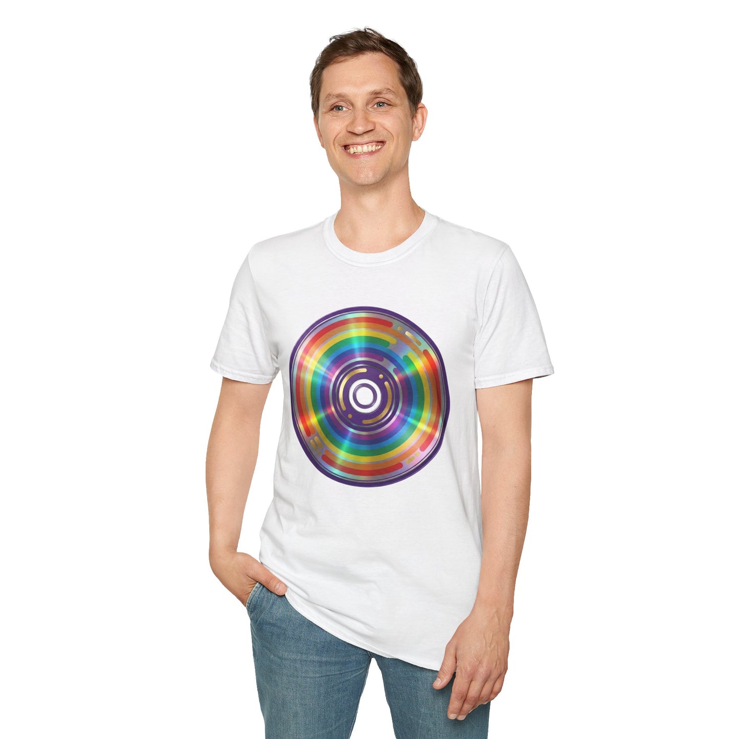 Retro Rainbow CD- Vinyl Record T-Shirt