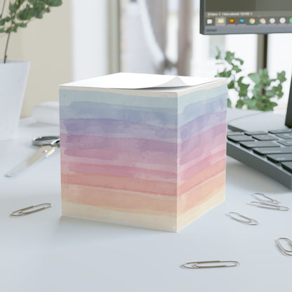 Pastel Watercolor Note Cube — Rainbow Sticky Memo Block