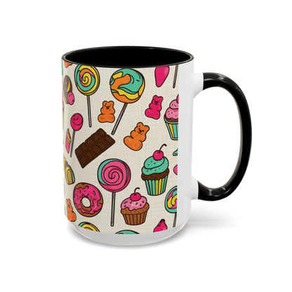 Sweet Treats Coffee Mug — Colorful Candy & Dessert Pattern Accent Mug (11/15oz)