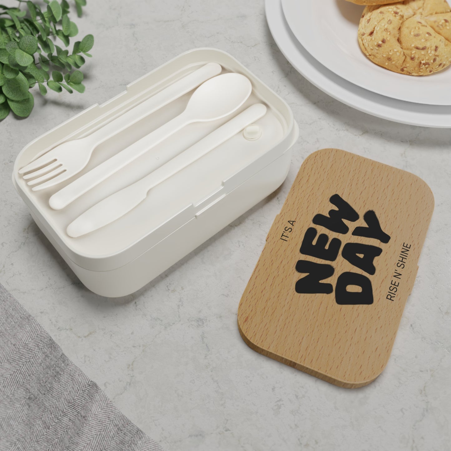 Stylish Bento Lunch Box - "It's a New Day" Design for Easy Meal Prep