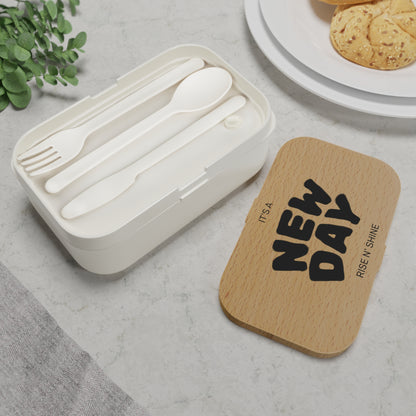 Stylish Bento Lunch Box - "It's a New Day" Design for Easy Meal Prep