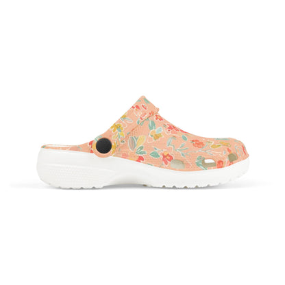Kids Floral EVA Foam Clogs — Pink Watercolor Flower Slip-On Sandals