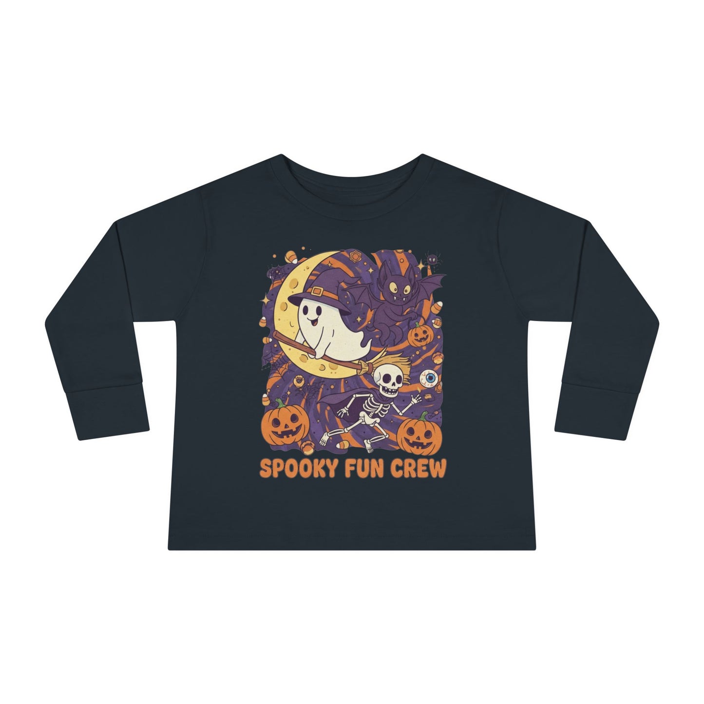 Toddler Halloween Long Sleeve Tee, Spooky Fun Crew Shirt, Kids Halloween Apparel, Fall Outfit for Toddlers, Halloween Party Wear
