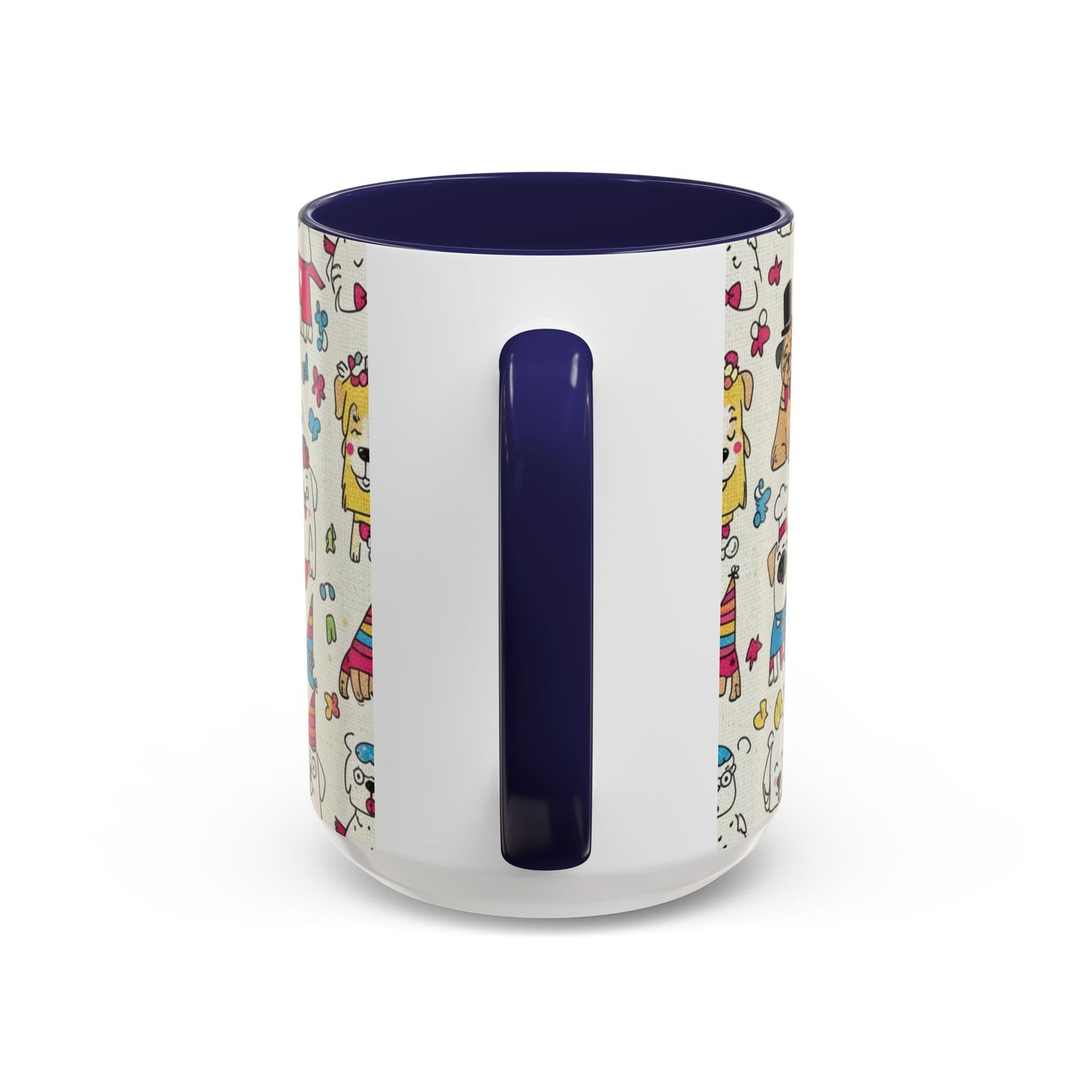 Cute Party Dogs Accent Coffee Mug (11/15oz) — Colorful Puppy Pattern Gift Mug