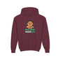 Youth Hoodie — 'Holiday Mode On' Gingerbread Headphone Christmas Sweatshirt