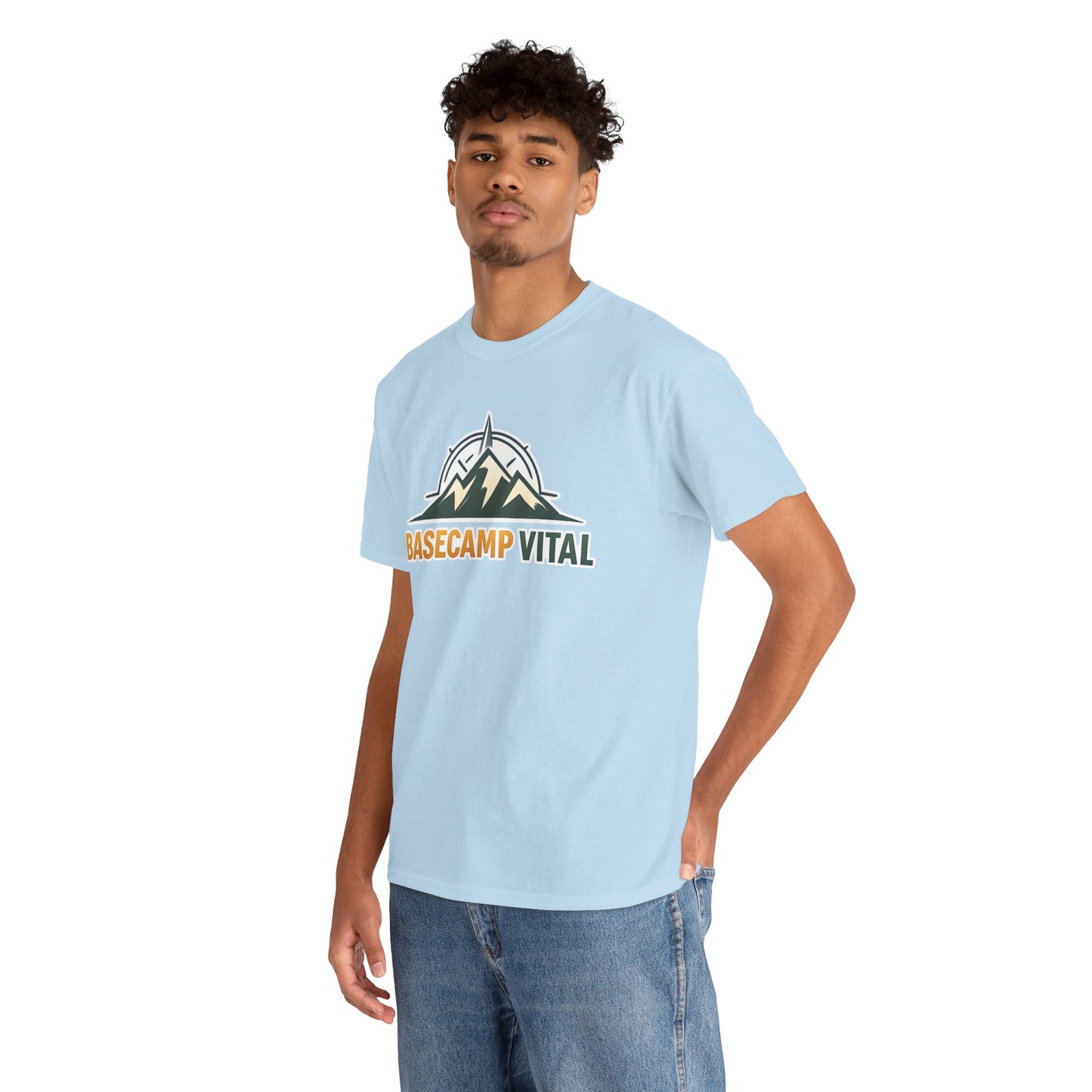 Base Camp Vital Mountain Compass Crewneck T-Shirt | Outdoor Hiking Graphic Tee | Midweight Cotton Trail Shirt (free shipping)
