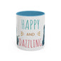 Happy and Dazzling Accent Coffee Mug — Cute Cat Art, Motivational Tea & Coffee Cup (free shipping)