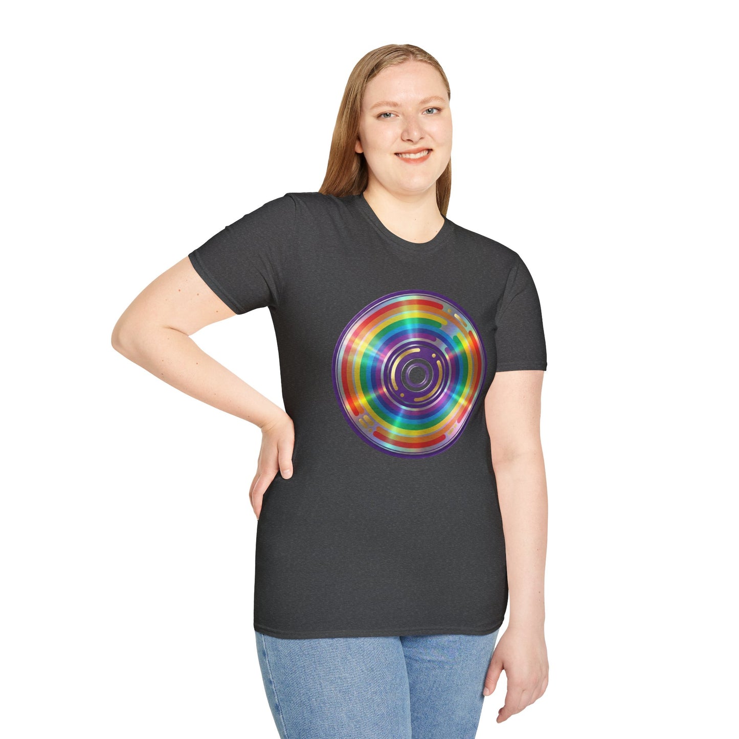 Retro Rainbow CD- Vinyl Record T-Shirt